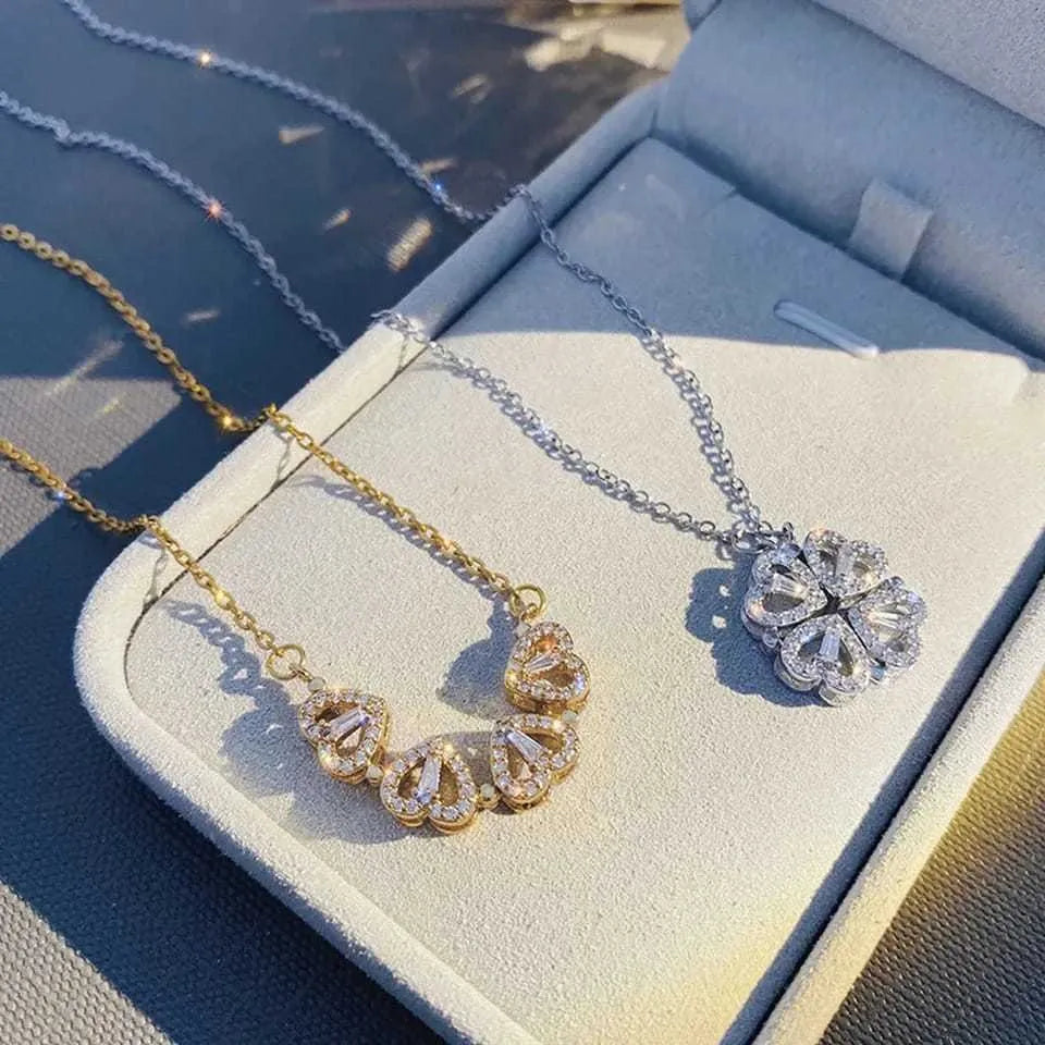 Collar Trébol Cuatro Hojas en Forma Corazón